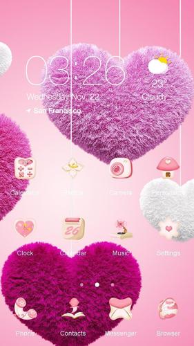 Pink Love Heart Launcher Theme