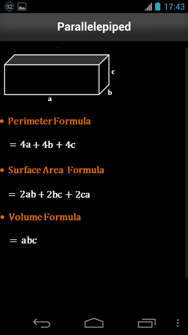 Area & Volume Formulas