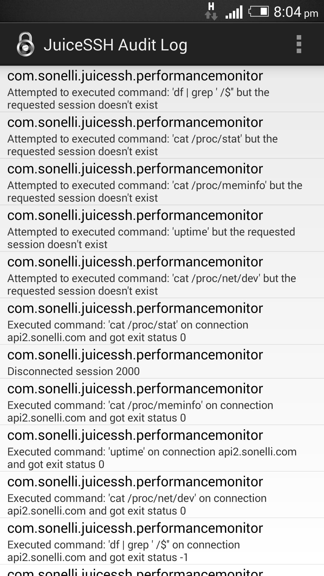 JuiceSSH Plugin Audit Log