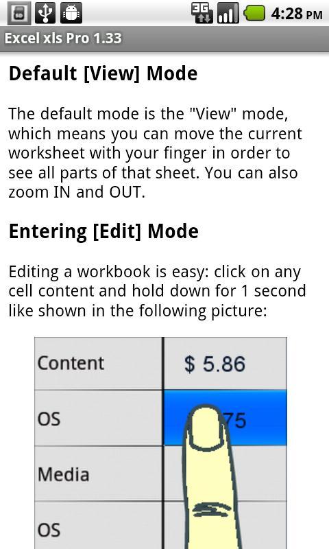 e-Droid-Cell Light Spreadsheet