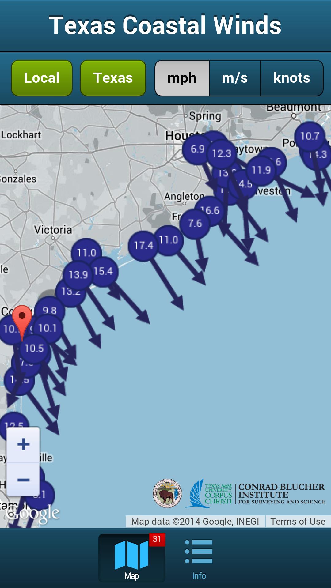 Texas Coastal Winds