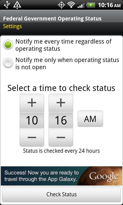 Federal Gov't Operating Status