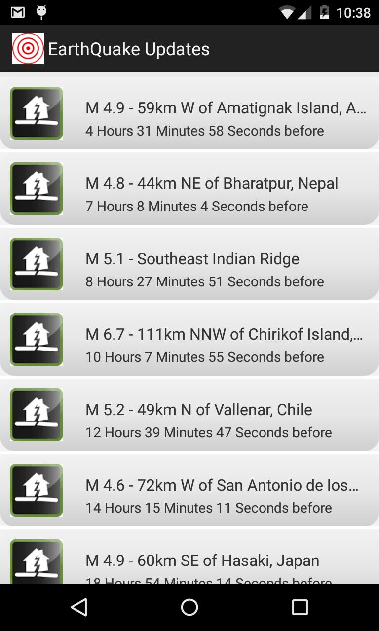 EarthQuake Updates