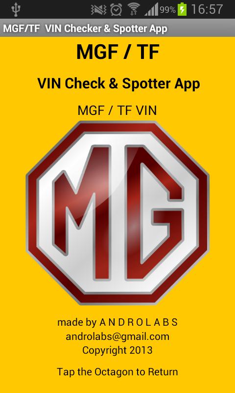 MGF/TF VIN Check & Spotter App