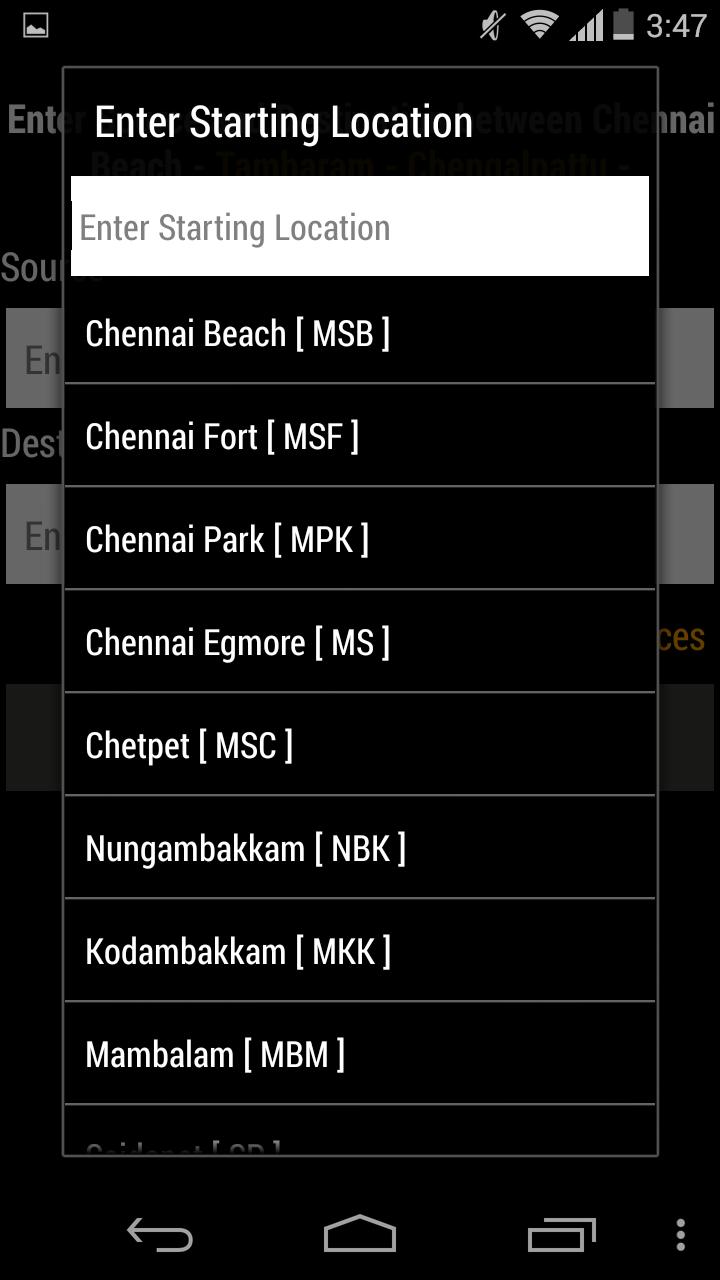 TrainSnap Chennai Train Timing