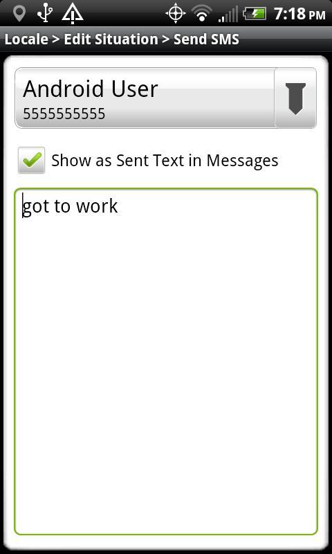 Locale Send SMS Plugin