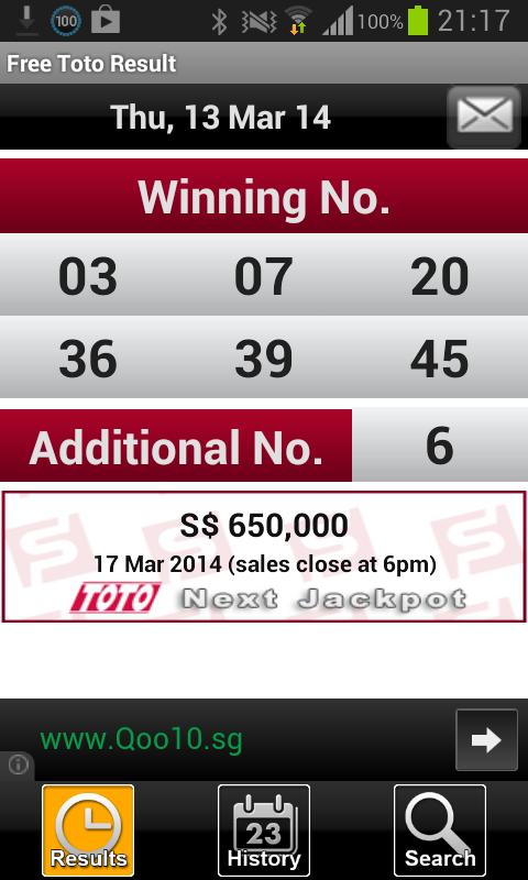 SG ToTo Results