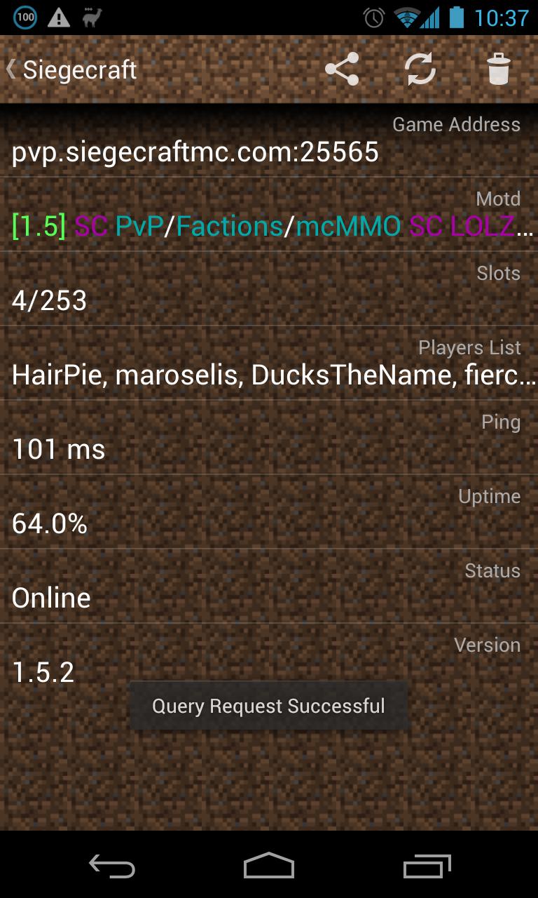 McLister - Minecraft Statuses