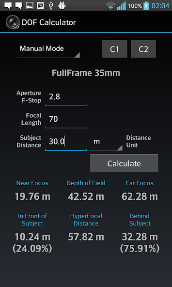 DOF Calculator