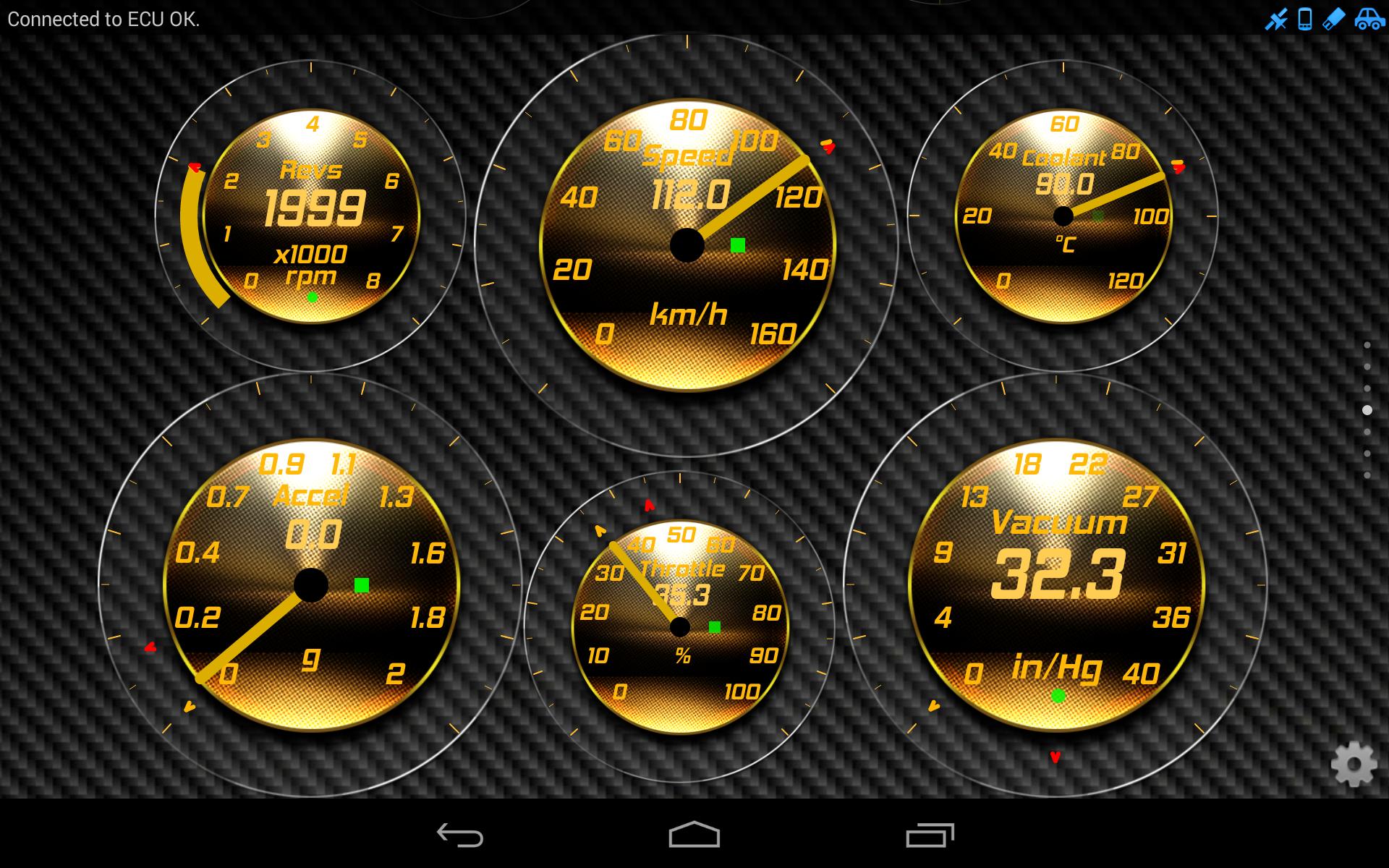 Torque Theme Gold Glass OBD 2