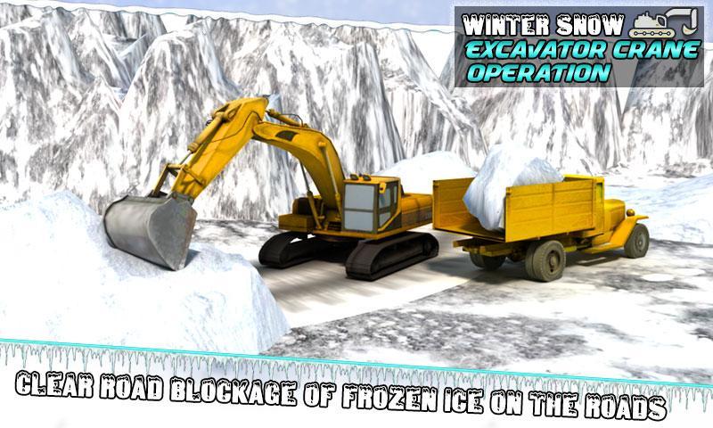 Winter Snow Excavator Crane Op