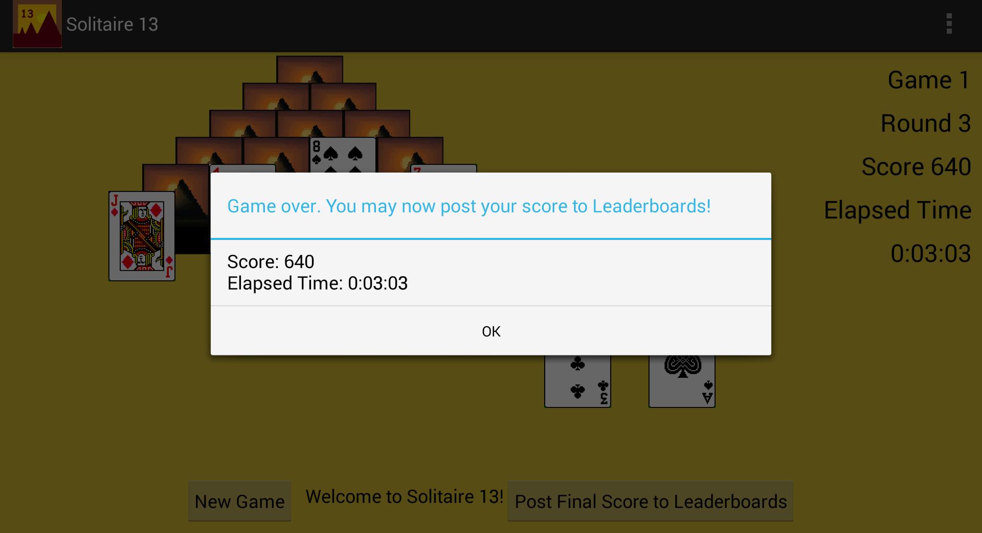 Solitaire 13 with Leaderboards